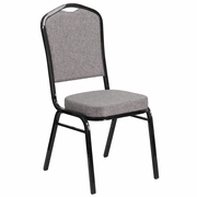 TOUGH ENOUGH SERIES CROWN BACK STACKING BANQUET CHAIR IN GRAY FABRIC - BLACK FRAME: <font color=green>FREE SHIPPING!</font>