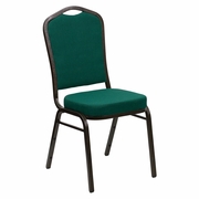 TOUGH ENOUGH SERIES CROWN BACK STACKING BANQUET CHAIR IN GREEN FABRIC - GOLD VEIN FRAME: <font color=green>FREE SHIPPING!</font>