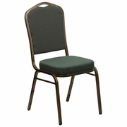 TOUGH ENOUGH SERIES CROWN BACK STACKING BANQUET CHAIR IN GREEN PATTERNED FABRIC - GOLD VEIN FRAME: <font color=green>FREE SHIPPING!</font>