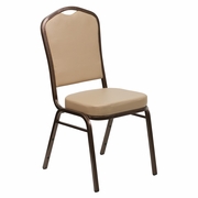 TOUGH ENOUGH SERIES CROWN BACK STACKING BANQUET CHAIR IN TAN VINYL - COPPER VEIN FRAME <font color=green>FREE SHIPPING!</font>