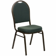 TOUGH ENOUGH SERIES DOME BACK STACKING BANQUET CHAIR IN GREEN PATTERNED FABRIC - GOLD VEIN FRAME: <font color=green>FREE SHIPPING!</font>