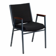 TOUGH ENOUGH SERIES HEAVY DUTY BLACK DOT FABRIC STACK CHAIR WITH ARMS <font color=green>FREE SHIPPING!</font>