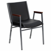 TOUGH ENOUGH SERIES HEAVY DUTY BLACK VINYL STACK CHAIR WITH ARMS <font color=green>FREE SHIPPING!</font>