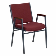 TOUGH ENOUGH SERIES HEAVY DUTY BURGUNDY PATTERNED FABRIC STACK CHAIR WITH ARMS: <font color=green>FREE SHIPPING!</font>