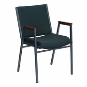 TOUGH ENOUGH SERIES HEAVY DUTY GREEN PATTERNED FABRIC STACK CHAIR WITH ARMS: <font color=green>FREE SHIPPING!</font>