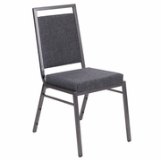 TOUGH ENOUGH SERIES SQUARE BACK STACKING BANQUET CHAIR IN DARK GRAY FABRIC WITH SILVERVEIN FRAME: <font color=green>FREE SHIPPING!</font>