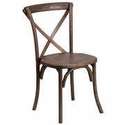 TOUGH ENOUGH SERIES STACKABLE EARLY AMERICAN WOOD CROSS BACK CHAIR: <font color=green>FREE SHIPPING!</font>