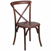 TOUGH ENOUGH SERIES STACKABLE MAHOGANY WOOD CROSS BACK CHAIR: <font color=green>FREE SHIPPING!</font>