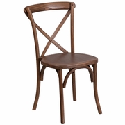 TOUGH ENOUGH SERIES STACKABLE PECAN WOOD CROSS BACK CHAIR: <font color=green>FREE SHIPPING!</font>