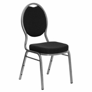 TOUGH ENOUGH SERIES TEARDROP BACK STACKING BANQUET CHAIR IN BLACK PATTERNED FABRIC - SILVER VEIN FRAME <font color=green>FREE SHIPPING!</font>