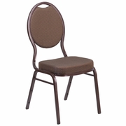 TOUGH ENOUGH SERIES TEARDROP BACK STACKING BANQUET CHAIR IN BROWN PATTERNED FABRIC - COPPER VEIN FRAME: <font color=green>FREE SHIPPING!</font>