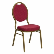 TOUGH ENOUGH SERIES TEARDROP BACK STACKING BANQUET CHAIR IN BURGUNDY PATTERNED FABRIC - GOLD FRAME: <font color=green>FREE SHIPPING!</font>