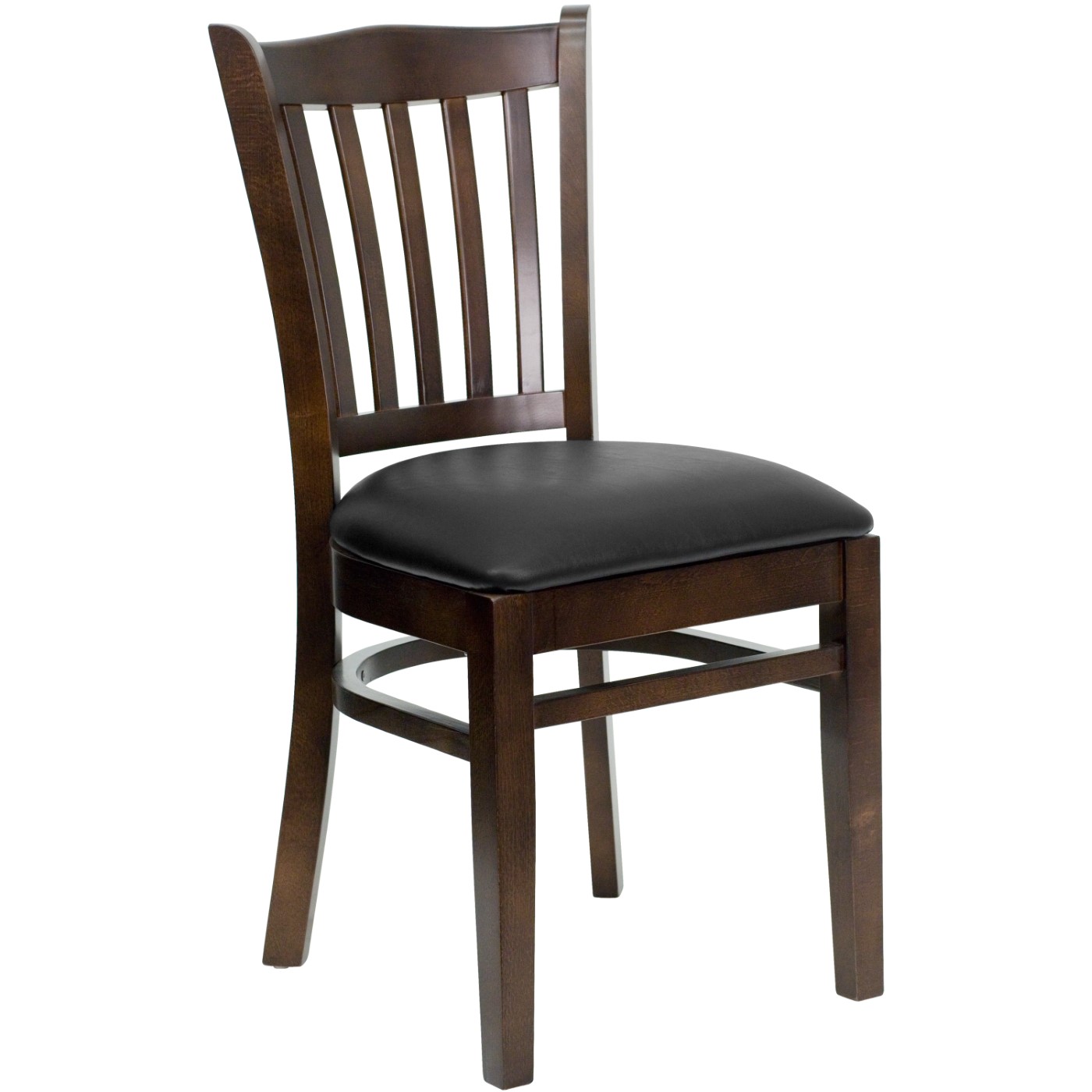 TOUGH ENOUGH SERIES VERTICAL SLAT BACK WALNUT WOOD RESTAURANT CHAIR - BLACK VINYL SEAT: <font color=green>FREE SHIPPING!</font> TOUGH ENOUGH SERIES VERTICAL SLAT BACK WALNUT WOOD RESTAURANT CHAIR - BLACK VINYL SEAT: <font color=green>FREE SHIPPING!</font>