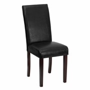 TRADITIONAL BLACK LEATHERSOFT UPHOLSTERED PANEL BACK PARSONS DINING CHAIR: <font color=green>FREE SHIPPING!</font>