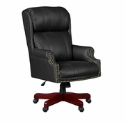 TRADITIONAL PLUSH LEATHER EXECUTIVE SWIVEL JUDGES CHAIR- BLACK <FONT COLOR=GREEN>-FREE SHIPPING-</FONT>