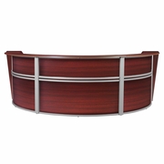 TRIPLE-UNIT RECEPTION CURVED DESK WORKSTATION 143.50W X 71D- MAHOGANY <FONT COLOR=GREEN>-FREE SHIPPING-</FONT>