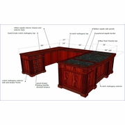 U-SHAPED EXECUTIVE OFFICE DESK. BEAUTIFUL HAND MADE CRAFTSMANSHIP IN FLAME/CROTCH MAHOGANY. FREE SHIPPING+ASSEMBLY INCLUDED.