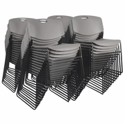 ULTRA COMPACT METAL FRAME ARMLESS STACKABLE CHAIR (50 PACK)- GREY <FONT COLOR=GREEN>-FREE SHIPPING-</FONT>