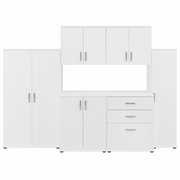 UNIVERSAL 108W 6 PIECE MODULAR STORAGE SET WITH FLOOR AND WALL CABINETS: WHITE <FONT COLOR=GREEN>-FREE SHIPPING-</FONT>