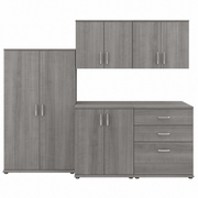 UNIVERSAL 5 PIECE MODULAR CLOSET STORAGE SET WITH FLOOR AND WALL CABINETS: PLATINUM GRAY <FONT COLOR=GREEN>-FREE SHIPPING-</FONT>