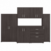 UNIVERSAL 6 PIECE MODULAR CLOSET STORAGE SET WITH FLOOR AND WALL CABINETS: STORM GRAY <FONT COLOR=GREEN>-FREE SHIPPING-</FONT>