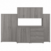 UNIVERSAL 6 PIECE MODULAR LAUNDRY ROOM STORAGE SET WITH FLOOR AND WALL CABINETS: PLATINUM GRAY <FONT COLOR=GREEN>-FREE SHIPPING-</FONT>