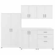 UNIVERSAL 92W 5 PIECE MODULAR STORAGE SET WITH FLOOR AND WALL CABINETS: WHITE <FONT COLOR=GREEN>-FREE SHIPPING-</FONT>