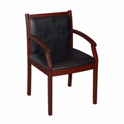 UPHOLSTERED GUEST VINYL SIDE ACCENT ARMCHAIR- MAHOGANY <FONT COLOR=GREEN>-FREE SHIPPING-</FONT>