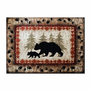 URSUS COLLECTION 5' X 7' RUSTIC LODGE WANDERING BLACK BEAR AND CUB AREA RUG WITH JUTE BACKING <font color=green>FREE SHIPPING!</font>