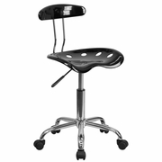 VIBRANT BLACK AND CHROME SWIVEL TASK OFFICE CHAIR WITH TRACTOR SEAT: <font color=green>FREE SHIPPING!</font>