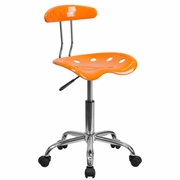 VIBRANT ORANGE AND CHROME SWIVEL TASK OFFICE CHAIR WITH TRACTOR SEAT: <font color=green>FREE SHIPPING!</font>