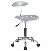 VIBRANT SILVER AND CHROME SWIVEL TASK OFFICE CHAIR WITH TRACTOR SEAT: <font color=green>FREE SHIPPING!</font>