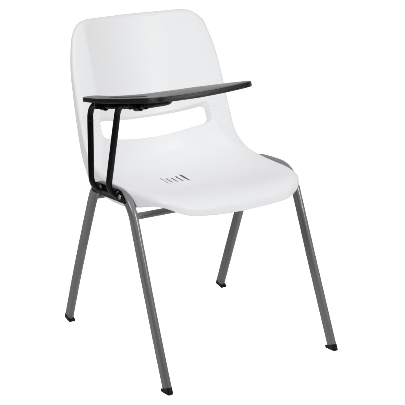 WHITE ERGONOMIC SHELL CHAIR WITH RIGHT HANDED FLIP-UP TABLET ARM: <font color=green>FREE SHIPPING!</font> WHITE ERGONOMIC SHELL CHAIR WITH RIGHT HANDED FLIP-UP TABLET ARM: <font color=green>FREE SHIPPING!</font>