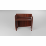 WITNESS STAND & COURT REPORTER'S DESKS.