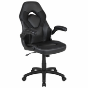 X10 GAMING CHAIR RACING OFFICE ERGONOMIC COMPUTER PC ADJUSTABLE SWIVEL CHAIR WITH FLIP-UP ARMS, BLACK LEATHERSOFT: <font color=green>FREE SHIPPING!</font>