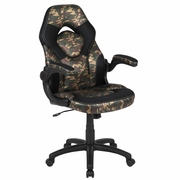 X10 GAMING CHAIR RACING OFFICE ERGONOMIC COMPUTER PC ADJUSTABLE SWIVEL CHAIR WITH FLIP-UP ARMS, CAMOUFLAGE/BLACK LEATHERSOFT: <font color=green>FREE SHIPPING!</font>