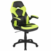 X10 GAMING CHAIR RACING OFFICE ERGONOMIC COMPUTER PC ADJUSTABLE SWIVEL CHAIR WITH FLIP-UP ARMS, NEON GREEN/BLACK LEATHERSOFT: <font color=green>FREE SHIPPING!</font>