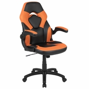 X10 GAMING CHAIR RACING OFFICE ERGONOMIC COMPUTER PC ADJUSTABLE SWIVEL CHAIR WITH FLIP-UP ARMS, ORANGE/BLACK LEATHERSOFT: <font color=green>FREE SHIPPING!</font>
