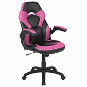 X10 GAMING CHAIR RACING OFFICE ERGONOMIC COMPUTER PC ADJUSTABLE SWIVEL CHAIR WITH FLIP-UP ARMS, PINK/BLACK LEATHERSOFT: <font color=green>FREE SHIPPING!</font>