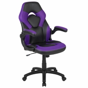 X10 GAMING CHAIR RACING OFFICE ERGONOMIC COMPUTER PC ADJUSTABLE SWIVEL CHAIR WITH FLIP-UP ARMS, PURPLE/BLACK LEATHERSOFT: <font color=green>FREE SHIPPING!</font>