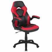 X10 GAMING CHAIR RACING OFFICE ERGONOMIC COMPUTER PC ADJUSTABLE SWIVEL CHAIR WITH FLIP-UP ARMS, RED/BLACK LEATHERSOFT: <font color=green>FREE SHIPPING!</font>