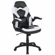 X10 GAMING CHAIR RACING OFFICE ERGONOMIC COMPUTER PC ADJUSTABLE SWIVEL CHAIR WITH FLIP-UP ARMS, WHITE/BLACK LEATHERSOFT: <font color=green>FREE SHIPPING!</font>