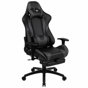 X30 GAMING CHAIR RACING OFFICE ERGONOMIC COMPUTER CHAIR WITH RECLINING BACK AND SLIDE-OUT FOOTREST IN GRAY LEATHERSOFT: <font color=green>FREE SHIPPING!</font>