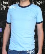 American Apparel Mens Ringer T-shirts 2-Tone Solid Color Ringers Tshirt