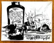 Tres Frog Old Mega Wine Drawing on white t-shirt by Seth Malice Johnny Depp and Winona Ryder Celebrating