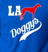Preview this Greyhound LA Doggys design on different color t-shirts