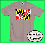 Maryland State Flag Cotton T Shirts - Made in USA w / optional custom t shirt printing