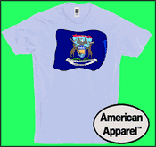 Michigan State Flag Cotton Tee Shirts - Made in USA w optional t shirt printing