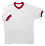 Soffe White Body Ringer T-shirts 50/50 Ringers on Sleeves and Neck