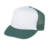 Trucker Mesh Hat - White with Forest Green - Adjustable